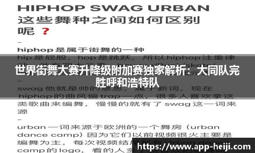 世界街舞大赛升降级附加赛独家解析：大同队完胜呼和浩特队